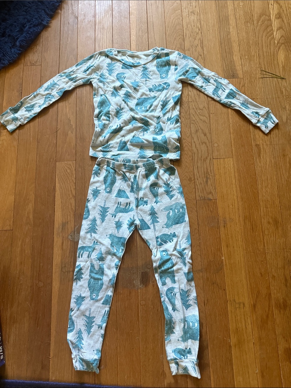 Cat & Jack Teal Bear and Tree Kids Pajama Set